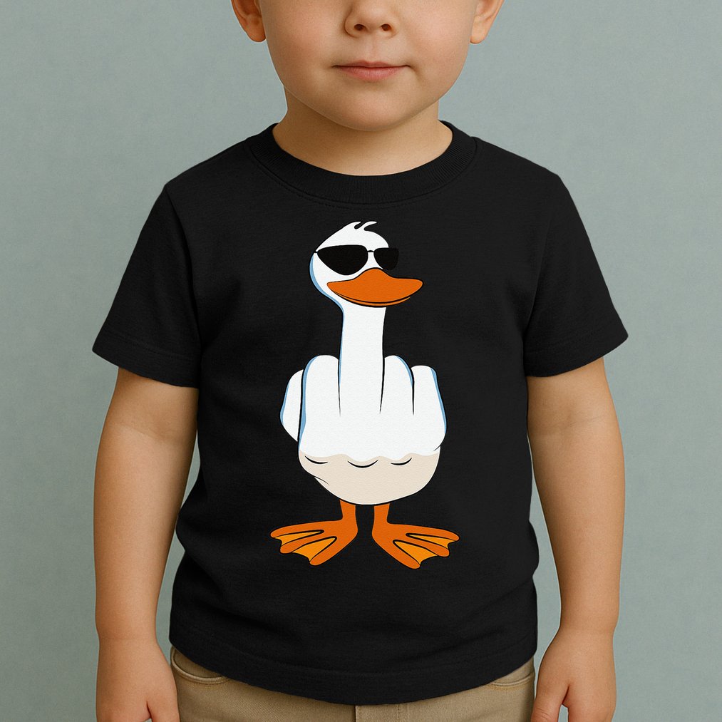 I DonT Give A Duck Funny Middle Finger Offensive Rude Duck Toddler T-Shirt