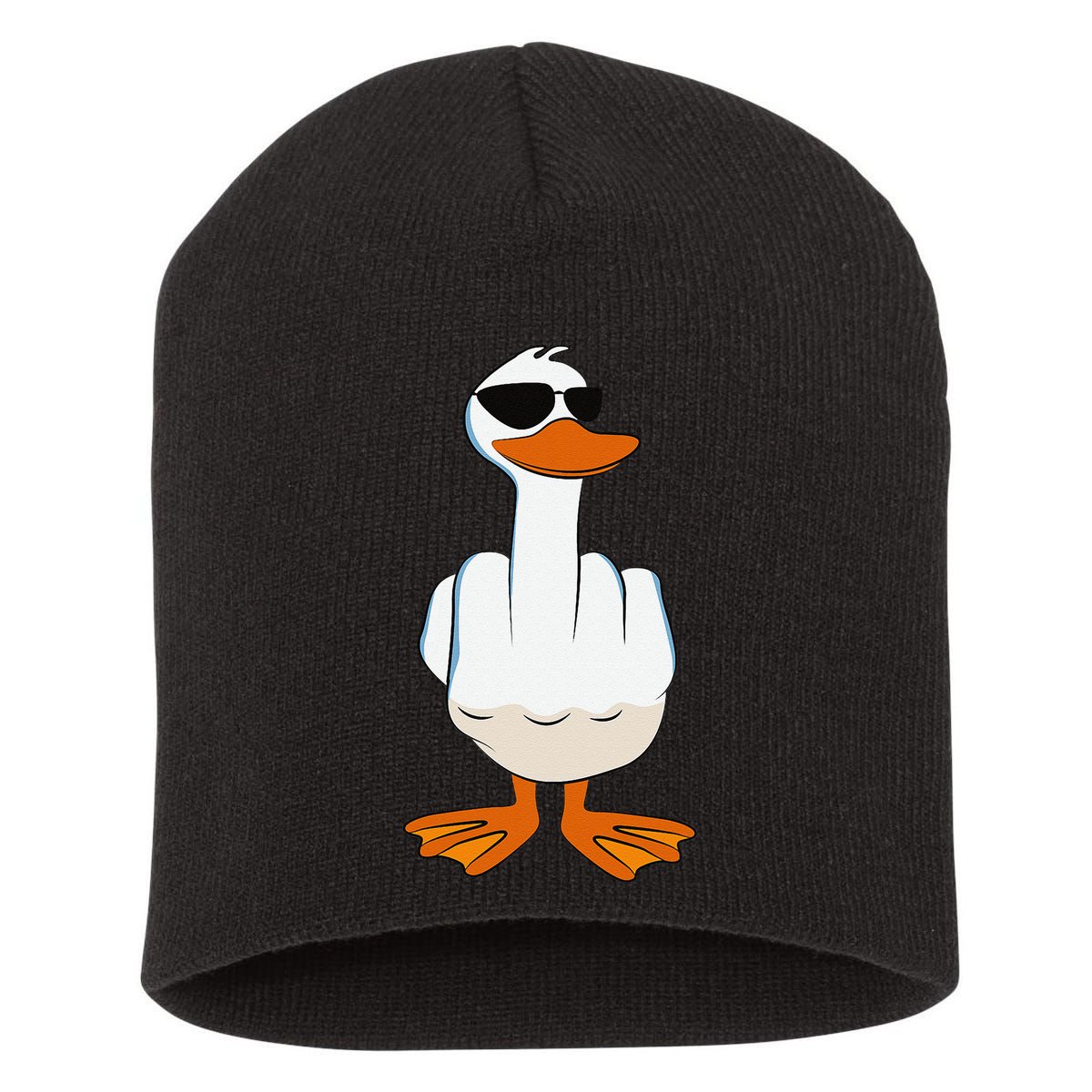 I DonT Give A Duck Funny Middle Finger Offensive Rude Duck Short Acrylic Beanie