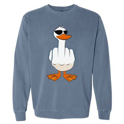 I DonT Give A Duck Funny Middle Finger Offensive Rude Duck Garment-Dyed Sweatshirt