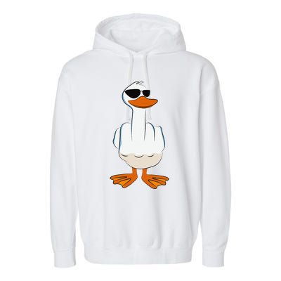 I DonT Give A Duck Funny Middle Finger Offensive Rude Duck Garment-Dyed Fleece Hoodie