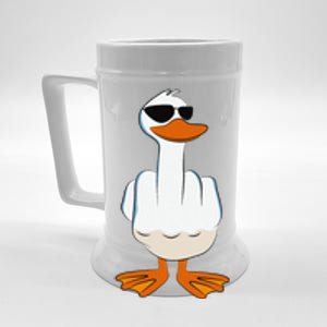 I DonT Give A Duck Funny Middle Finger Offensive Rude Duck Beer Stein