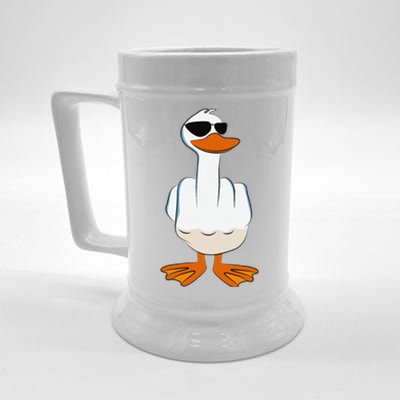 I DonT Give A Duck Funny Middle Finger Offensive Rude Duck Beer Stein