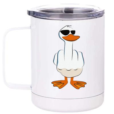 I DonT Give A Duck Funny Middle Finger Offensive Rude Duck 12 oz Stainless Steel Tumbler Cup