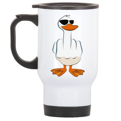 I DonT Give A Duck Funny Middle Finger Offensive Rude Duck Stainless Steel Travel Mug