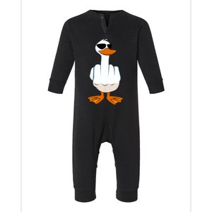 I DonT Give A Duck Funny Middle Finger Offensive Rude Duck Infant Fleece One Piece