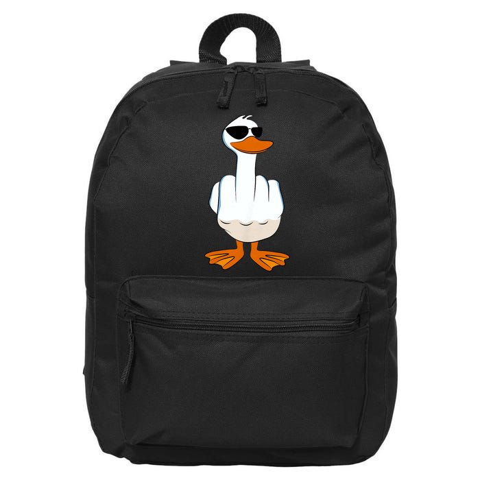 I DonT Give A Duck Funny Middle Finger Offensive Rude Duck 16 in Basic Backpack