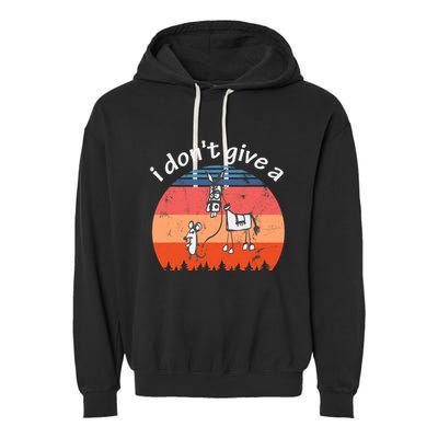 I Don't Give A Rats Ass Mouse Walking Donkey Vintage Retro Garment-Dyed Fleece Hoodie