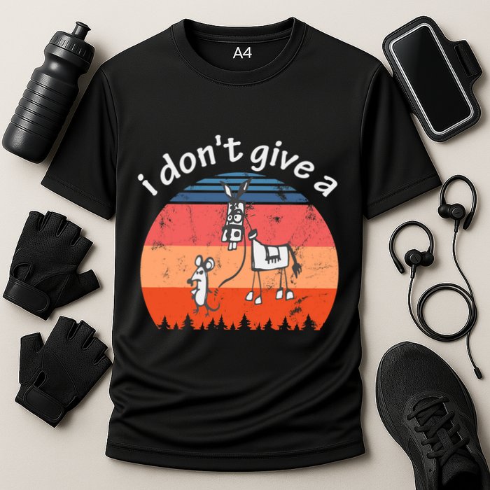 I Don't Give A Rats Ass Mouse Walking Donkey Vintage Retro Performance Shirt