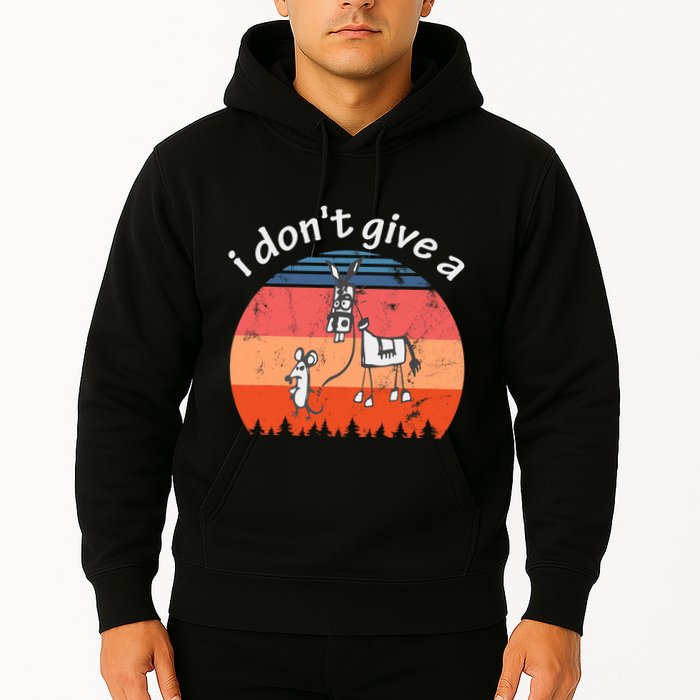 I Don't Give A Rats Ass Mouse Walking Donkey Vintage Retro Hoodie