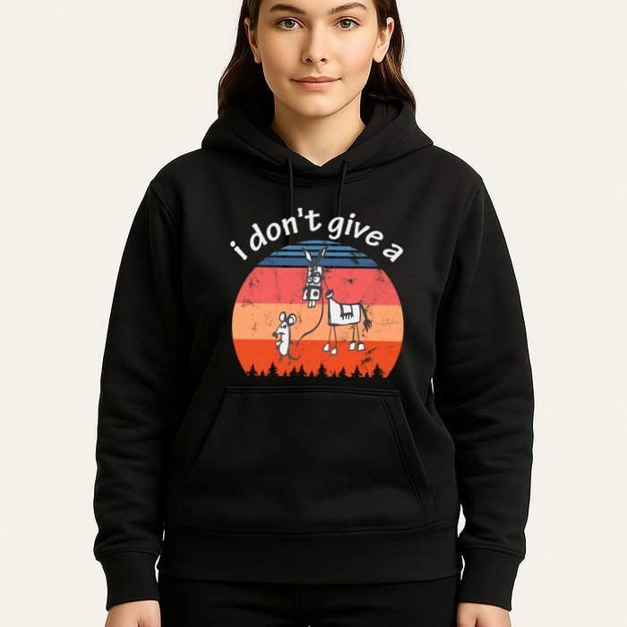 I Don't Give A Rats Ass Mouse Walking Donkey Vintage Retro Hoodie