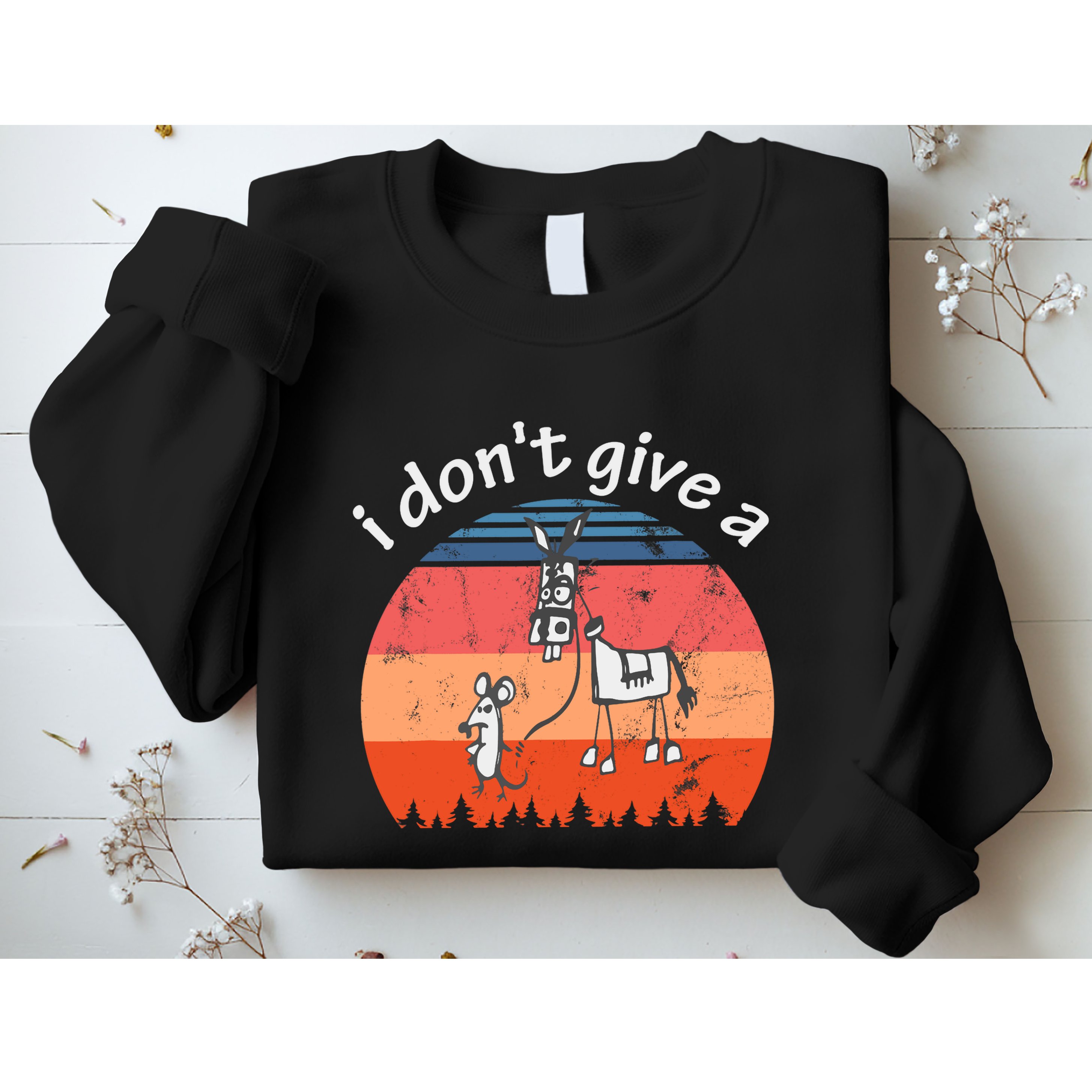 I Don't Give A Rats Ass Mouse Walking Donkey Vintage Retro Sweatshirt