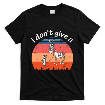I Don't Give A Rats Ass Mouse Walking Donkey Vintage Retro T-Shirt