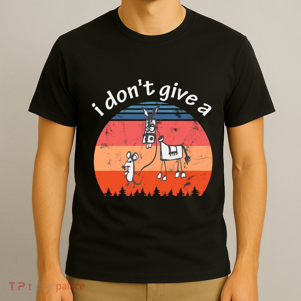 I Don't Give A Rats Ass Mouse Walking Donkey Vintage Retro T-Shirt