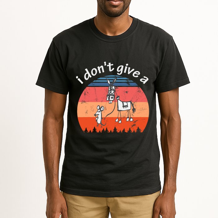 I Don't Give A Rats Ass Mouse Walking Donkey Vintage Retro Tall T-Shirt