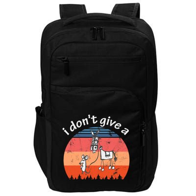 I Don't Give A Rats Ass Mouse Walking Donkey Vintage Retro Impact Tech Backpack