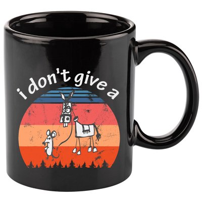 I Don't Give A Rats Ass Mouse Walking Donkey Vintage Retro 11oz C Handle Ceramic Mug