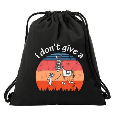 I Don't Give A Rats Ass Mouse Walking Donkey Vintage Retro Drawstring Bag