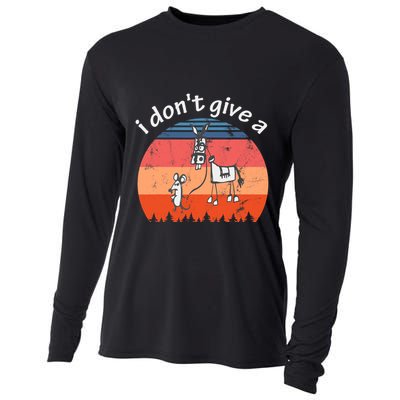 I Don't Give A Rats Ass Mouse Walking Donkey Vintage Retro Cooling Performance Long Sleeve Crew