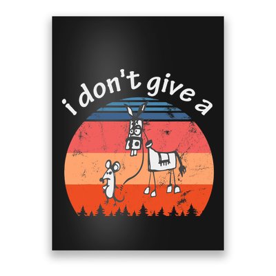 I Don't Give A Rats Ass Mouse Walking Donkey Vintage Retro Poster