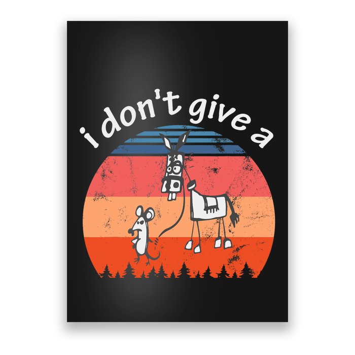 I Don't Give A Rats Ass Mouse Walking Donkey Vintage Retro Poster