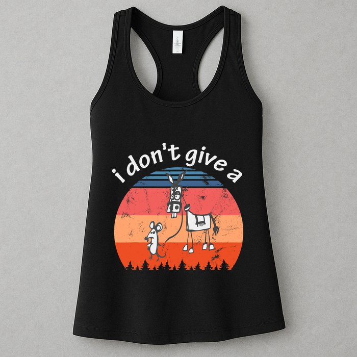 I Don't Give A Rats Ass Mouse Walking Donkey Vintage Retro Womens Tank Top