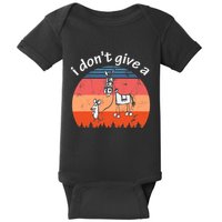 I Don't Give A Rats Ass Mouse Walking Donkey Vintage Retro Baby Bodysuit
