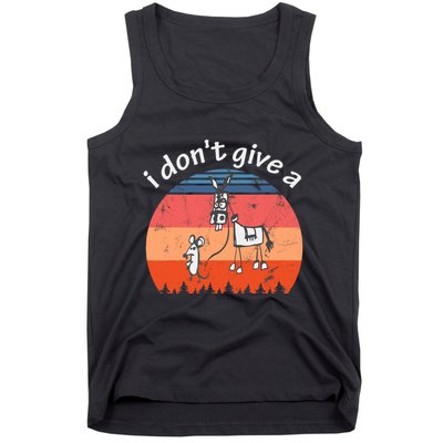 I Don't Give A Rats Ass Mouse Walking Donkey Vintage Retro Tank Top