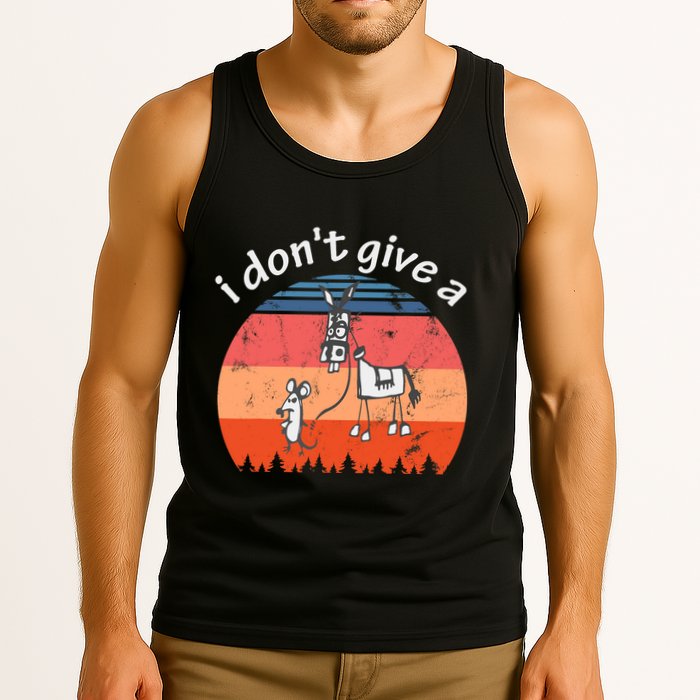I Don't Give A Rats Ass Mouse Walking Donkey Vintage Retro Tank Top