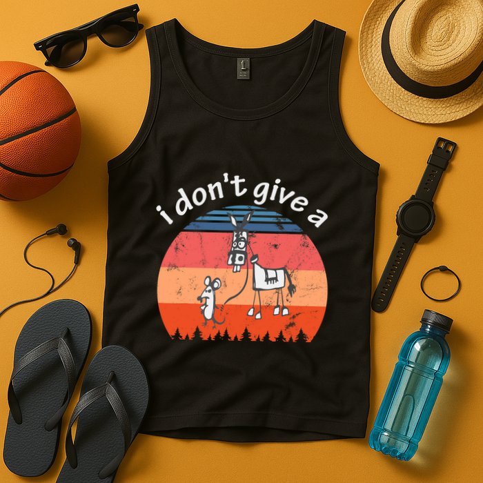 I Don't Give A Rats Ass Mouse Walking Donkey Vintage Retro Tank Top