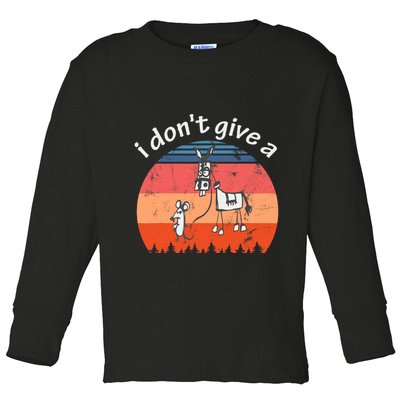 I Don't Give A Rats Ass Mouse Walking Donkey Vintage Retro Toddler Long Sleeve Shirt