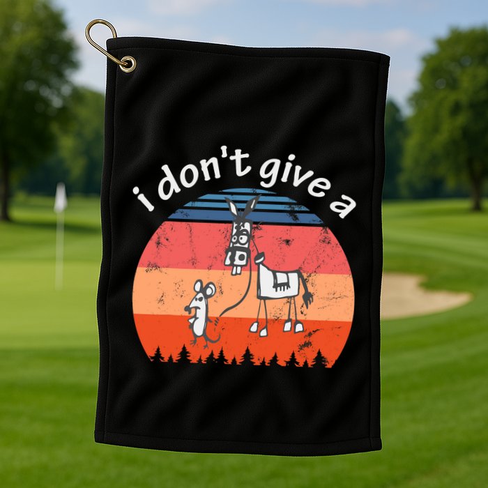 I Don't Give A Rats Ass Mouse Walking Donkey Vintage Retro Golf Towel