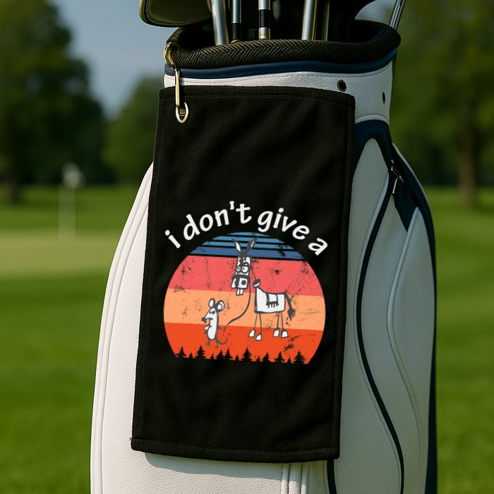 I Don't Give A Rats Ass Mouse Walking Donkey Vintage Retro Golf Towel