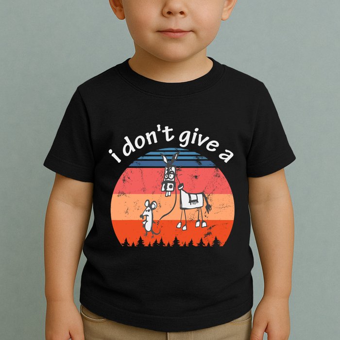 I Don't Give A Rats Ass Mouse Walking Donkey Vintage Retro Toddler T-Shirt