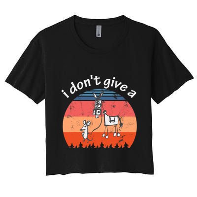 I Don't Give A Rats Ass Mouse Walking Donkey Vintage Retro Crop Top