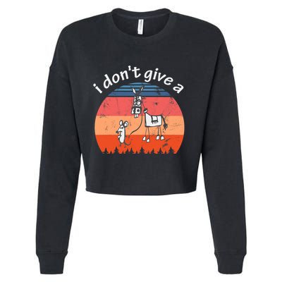 I Don't Give A Rats Ass Mouse Walking Donkey Vintage Retro Cropped Pullover Crew