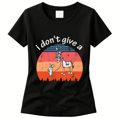 I Don't Give A Rats Ass Mouse Walking Donkey Vintage Retro Womens T-Shirt