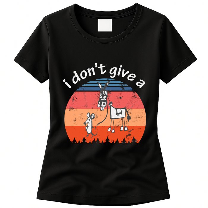 I Don't Give A Rats Ass Mouse Walking Donkey Vintage Retro Womens T-Shirt