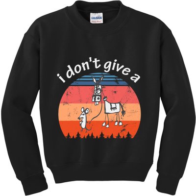 I Don't Give A Rats Ass Mouse Walking Donkey Vintage Retro Kids Sweatshirt