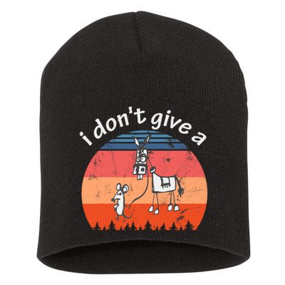 I Don't Give A Rats Ass Mouse Walking Donkey Vintage Retro Short Acrylic Beanie