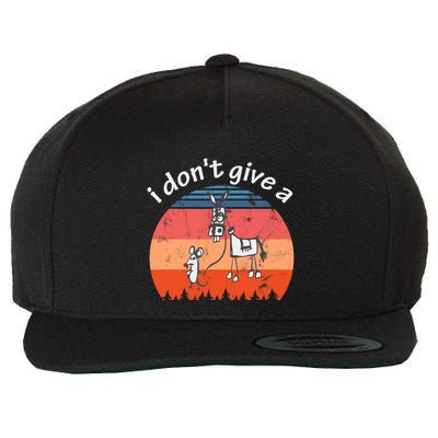 I Don't Give A Rats Ass Mouse Walking Donkey Vintage Retro Wool Snapback Cap
