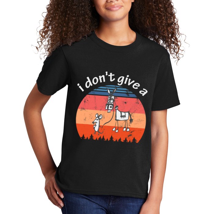 I Don't Give A Rats Ass Mouse Walking Donkey Vintage Retro Kids T-Shirt
