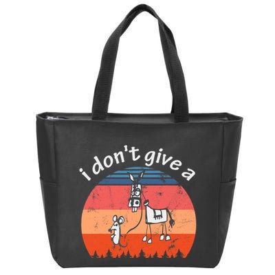 I Don't Give A Rats Ass Mouse Walking Donkey Vintage Retro Zip Tote Bag