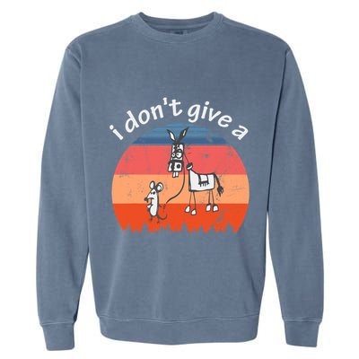 I Don't Give A Rats Ass Mouse Walking Donkey Vintage Retro Garment-Dyed Sweatshirt