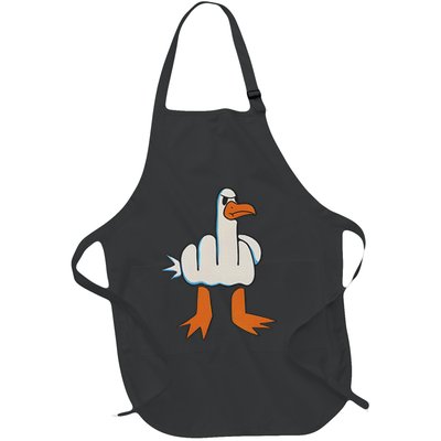 I Don't Give A Duck Middle Finger Funny Offensive Rude Duck Full-Length Apron With Pockets