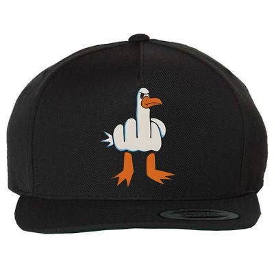 I Don't Give A Duck Middle Finger Funny Offensive Rude Duck Wool Snapback Cap
