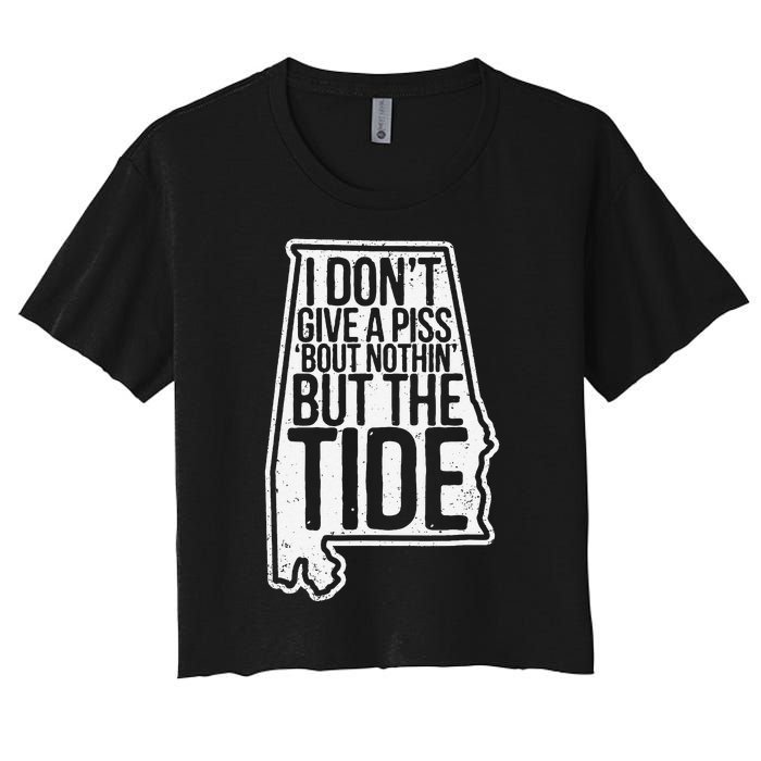 I Don’T Give A Piss About Nothing But The Tide Funny Label Women's Crop Top Tee