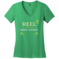 Irish Dance Girl Colors St Patricks Day Ceili Dancer Girl Women's V-Neck T-Shirt