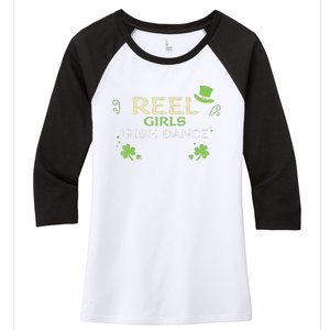 Irish Dance Girl Colors St Patricks Day Ceili Dancer Girl Women's Tri-Blend 3/4-Sleeve Raglan Shirt