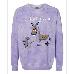 I Dont Give A Rats Ass Mouse Walking Donkey Colorblast Crewneck Sweatshirt