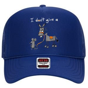 I Dont Give A Rats Ass Mouse Walking Donkey High Crown Mesh Back Trucker Hat